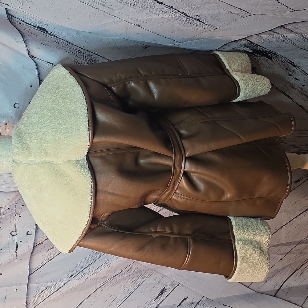 WeWoreWhat Brown and Cream Teddy Jacket In Medium As Is - Picture 5 of 7